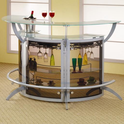 Coaster Bar Units and Bar Tables 100135 Contemporary Silver Metal Bar